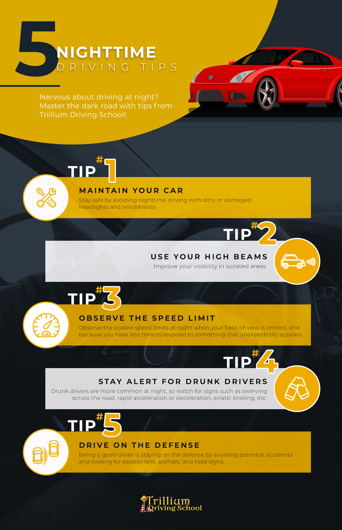 Nighttime Driving Tips Trillium Driving School